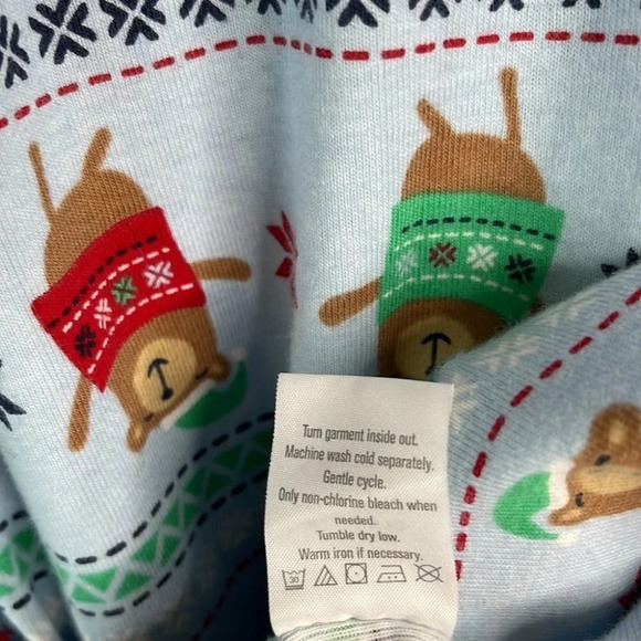GYMBOREE Youth Girls Baby Blue Christmas Print PJs Long Sleeve Crewneck Bears L - Picture 8 of 10